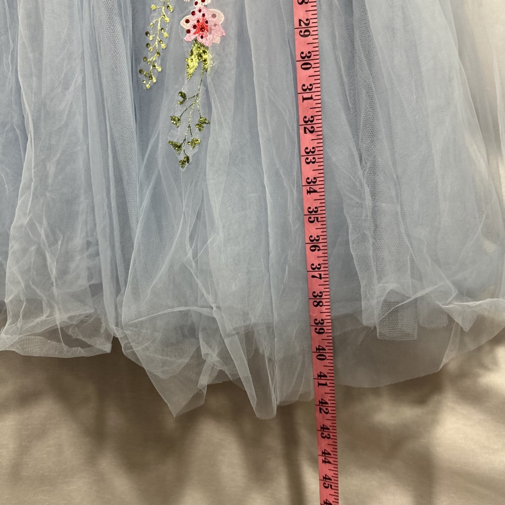 NWT MAC DUGGAL [‎ 10 ] 20651 Bustier Embroidered Floral A-Line Dress Blue J1803 - Picture 8 of 16
